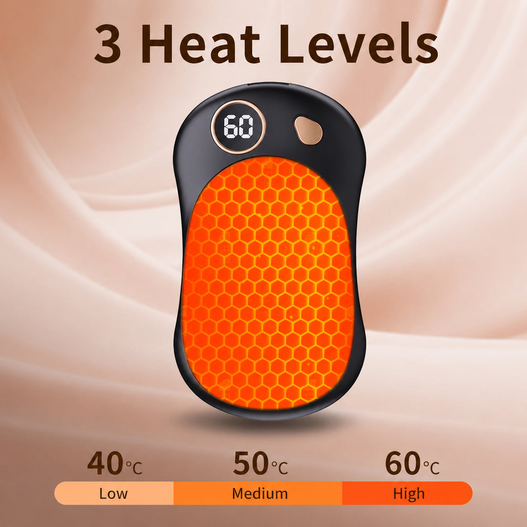 2-in-1 Magnetic Hand Warmer with 3 Heat Levels (40°C, 50°C and 60°C)
