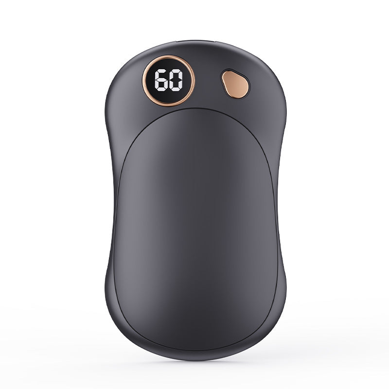 Black 2-in-1 Magnetic Hand Warmer Power Bank with Digital Display