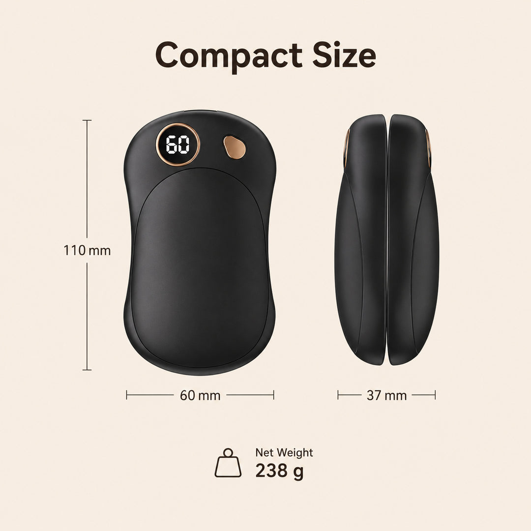2-in-1 Magnetic Hand Warmer compact size and dimensions