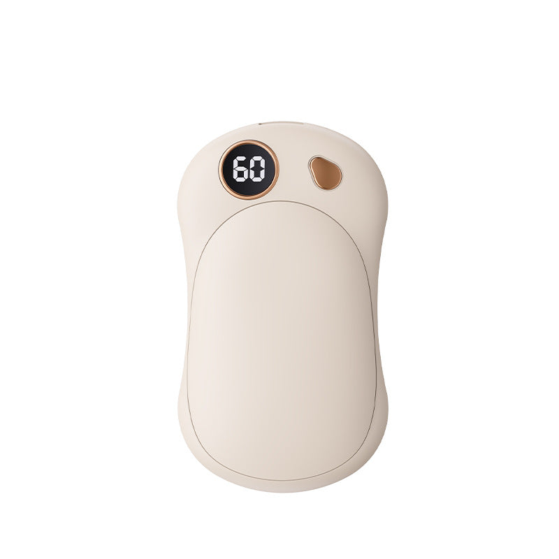 Cream White 2-in-1 Magnetic Hand Warmer Power Bank with Digital Display