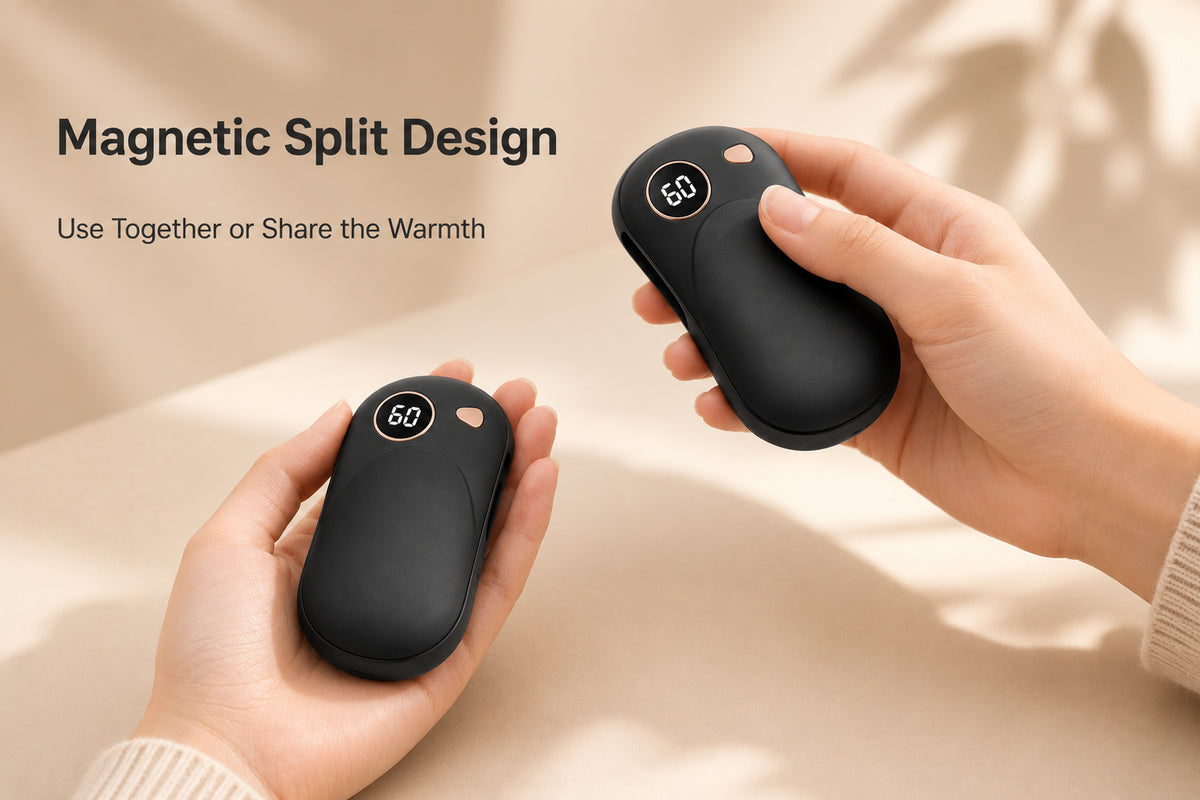 2-in-1 Magnetic Hand Warmer featuring a magnetic split design for shared warmth and everyday comfort.