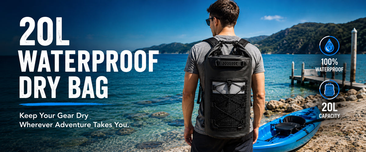 20L Waterproof Dry Bag Backpack for Beach Kayaking and Outdoor Adventures