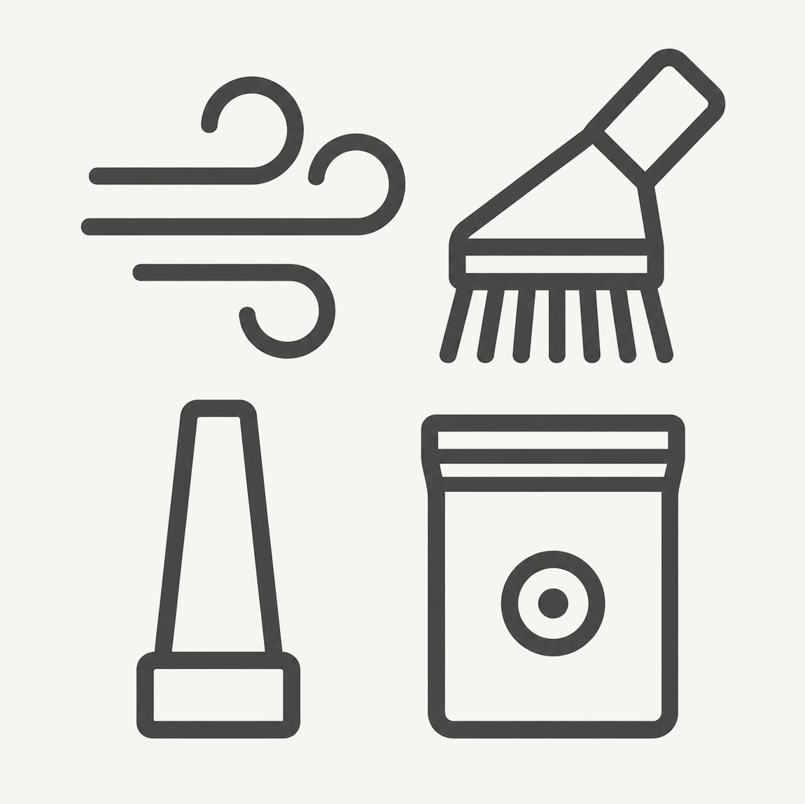 4-in-1 function icon showing blow, inflate, seal bags and clean modes