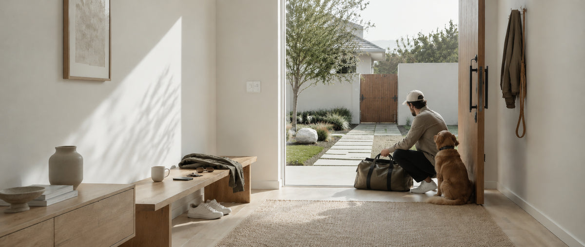 Bright modern home entrance representing practical everyday living and thoughtful lifestyle choices