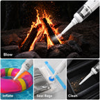 Cordless Car Vacuum Cleaner showing Blow, Inflate, Seal Bags and Clean functions