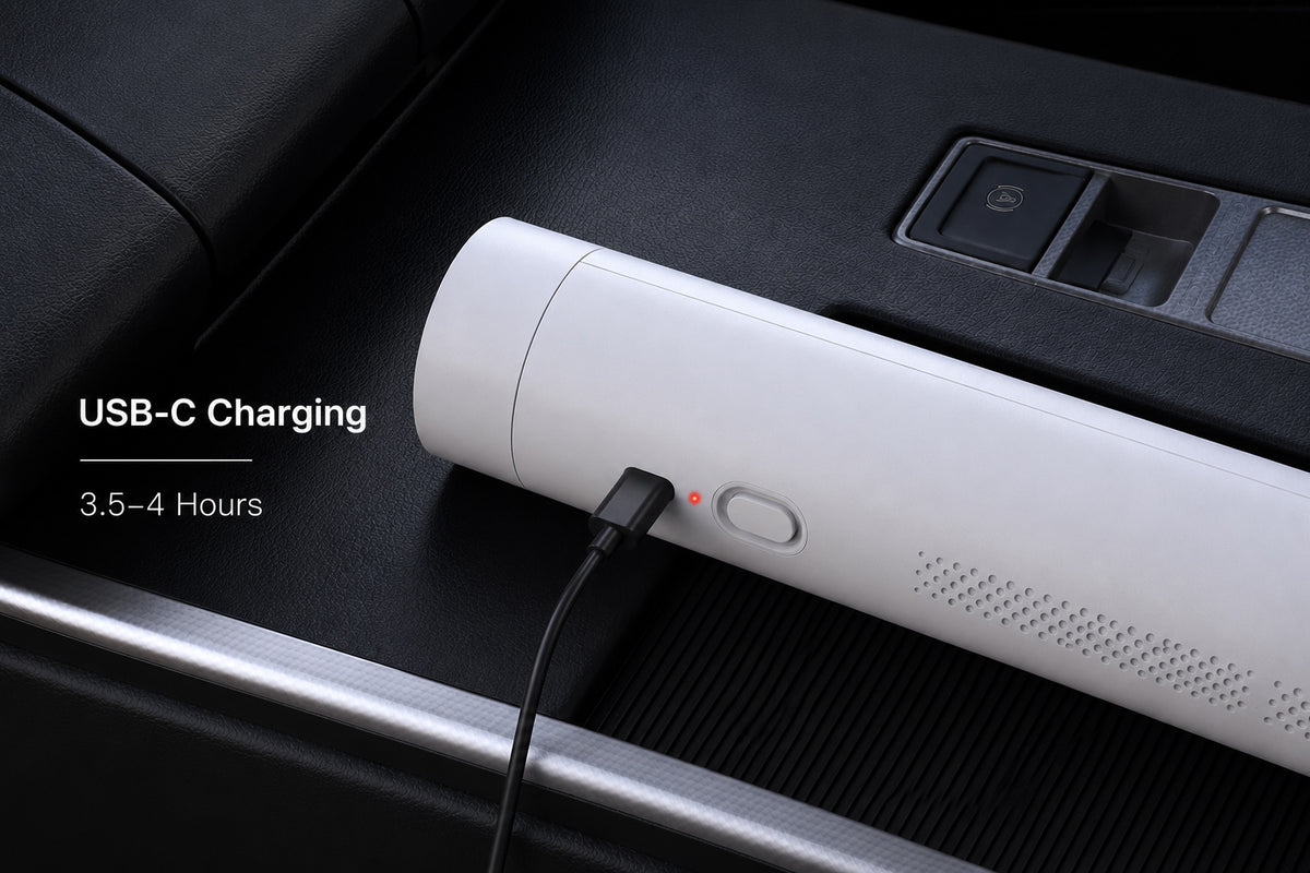 USB-C fast charging for the cordless car vacuum