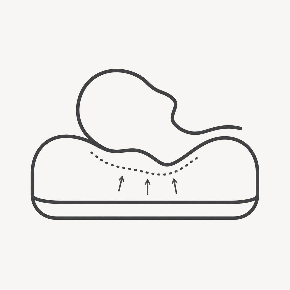 Ergonomic support icon for inflatable camping pillow