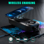 Portable car jump starter with wireless charging, USB outputs and Type-C charging for mobile devices