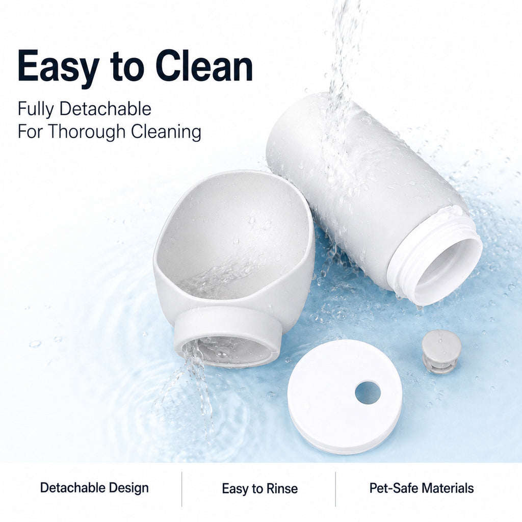 Portable dog water bottle with fully detachable design for easy cleaning