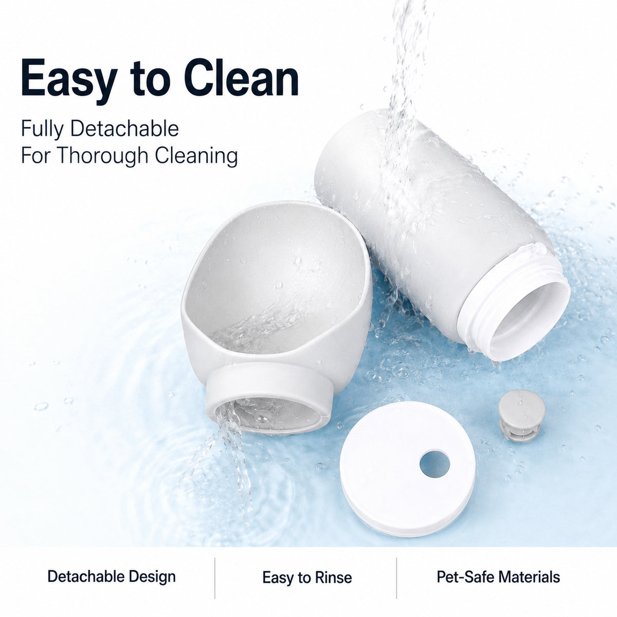Portable dog water bottle with fully detachable design for easy cleaning