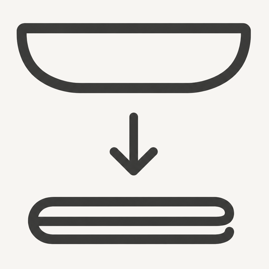 Foldable design icon for compact travel storage
