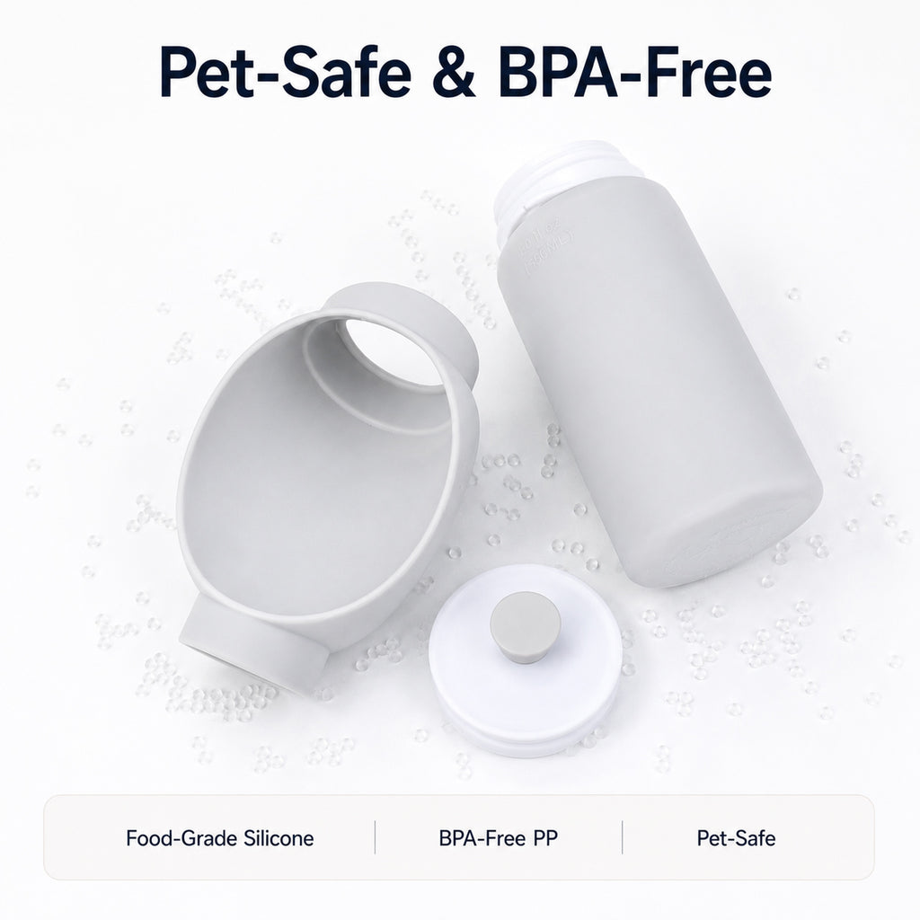 Portable dog water bottle made with pet-safe BPA-free materials