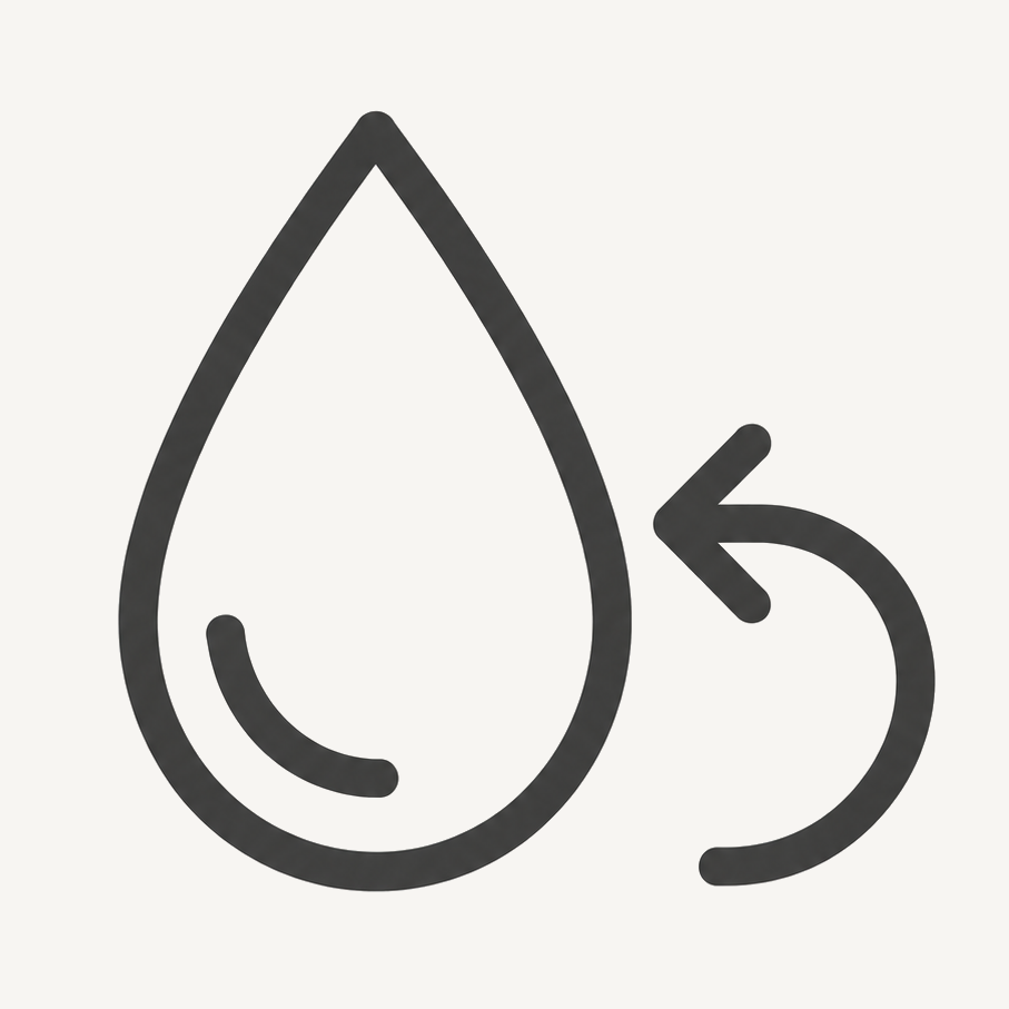Water return system icon reducing water waste