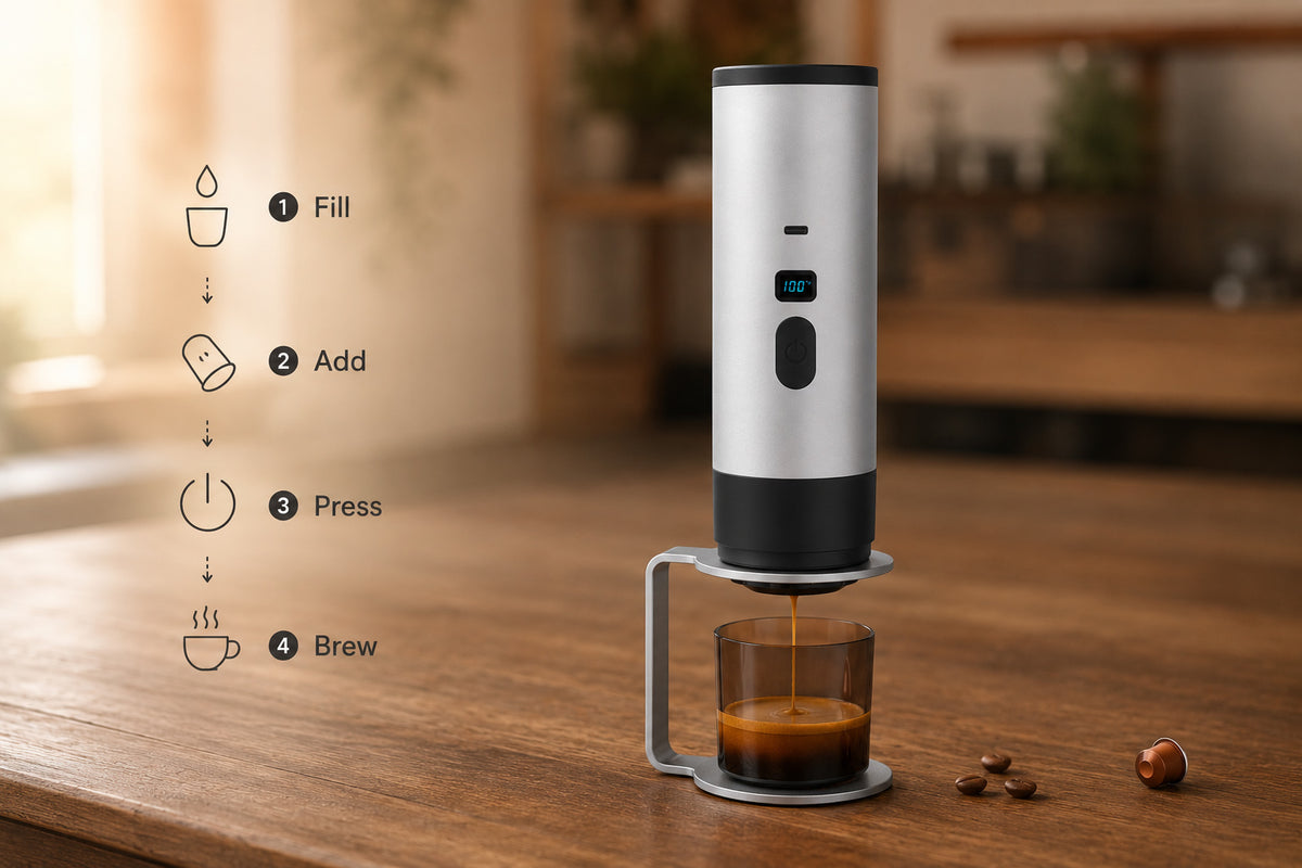 Portable Self-Heating Espresso Maker how it works