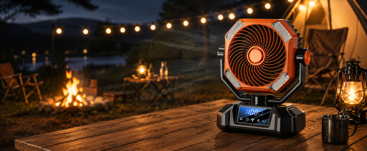 Rechargeable Camping Fan with LED Light for Outdoor Camping Australia