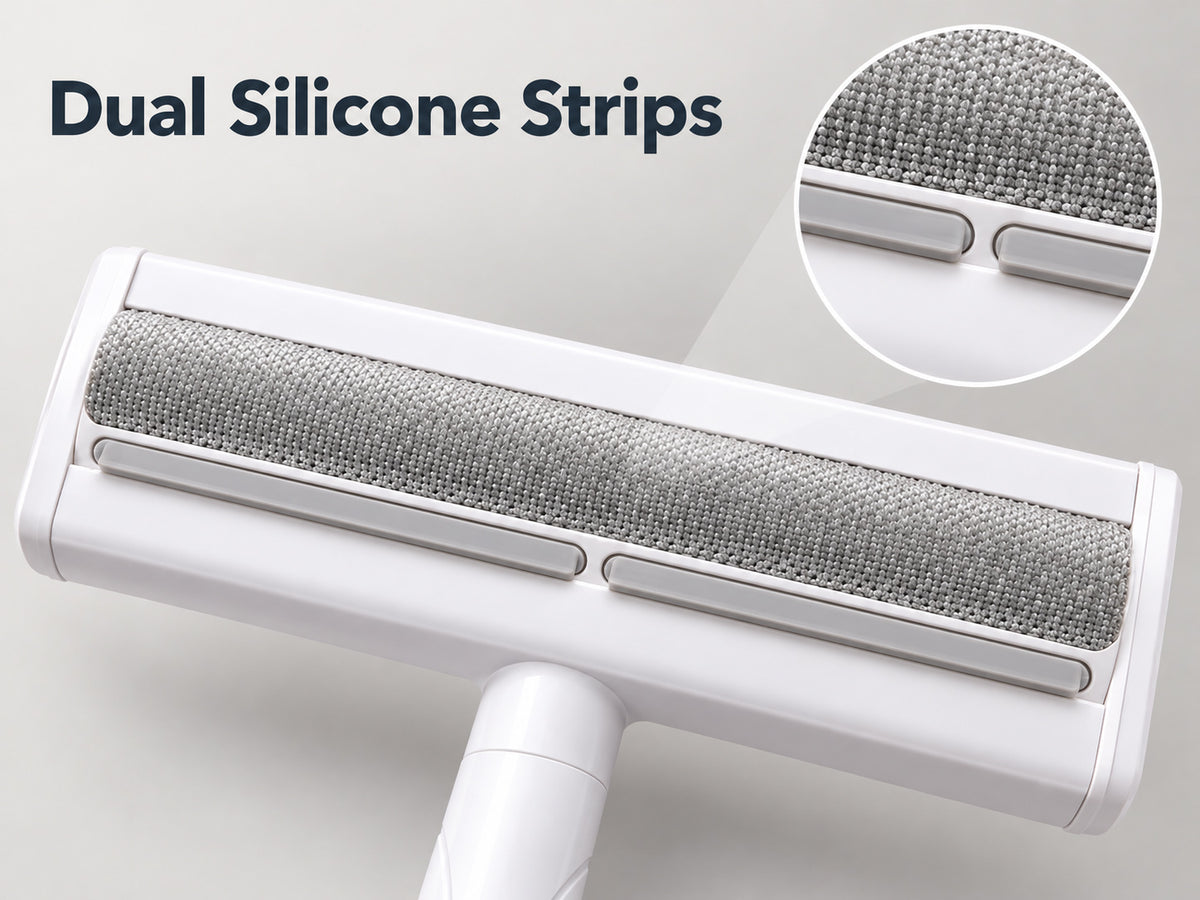 Reusable Pet Hair Remover Brush with dual silicone strips