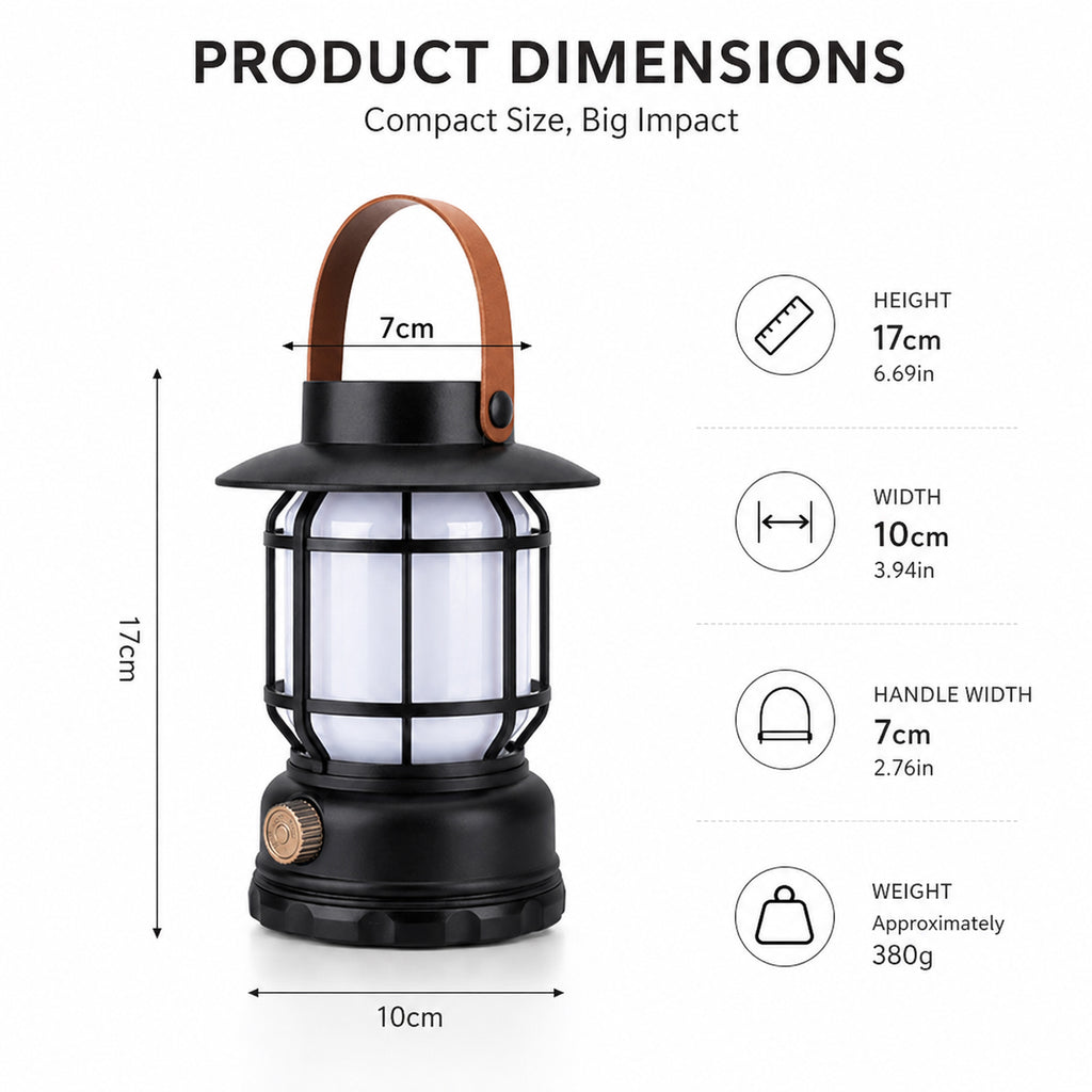 Solar Camping Lantern Size Dimensions and Portable Design