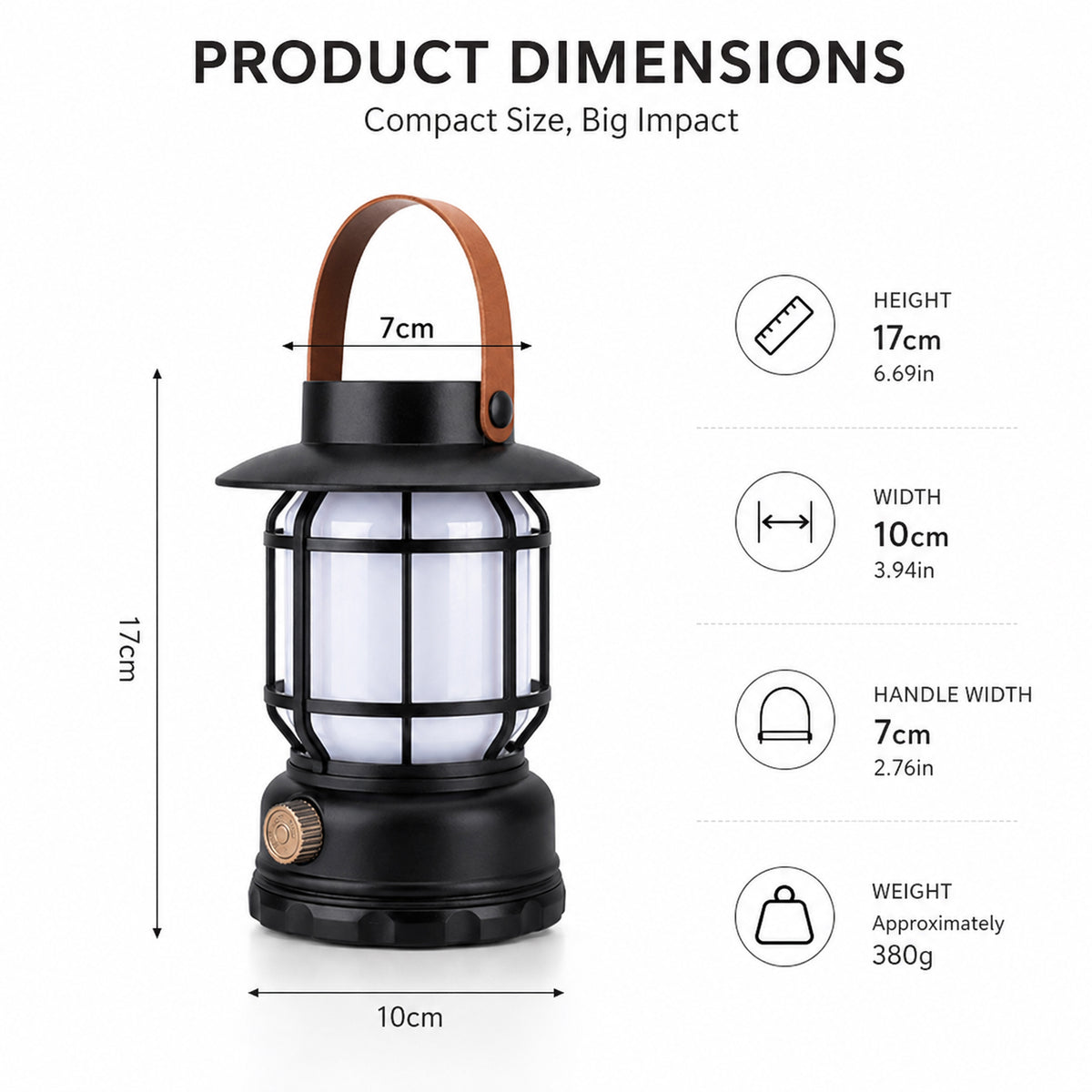 Solar Camping Lantern Size Dimensions and Portable Design
