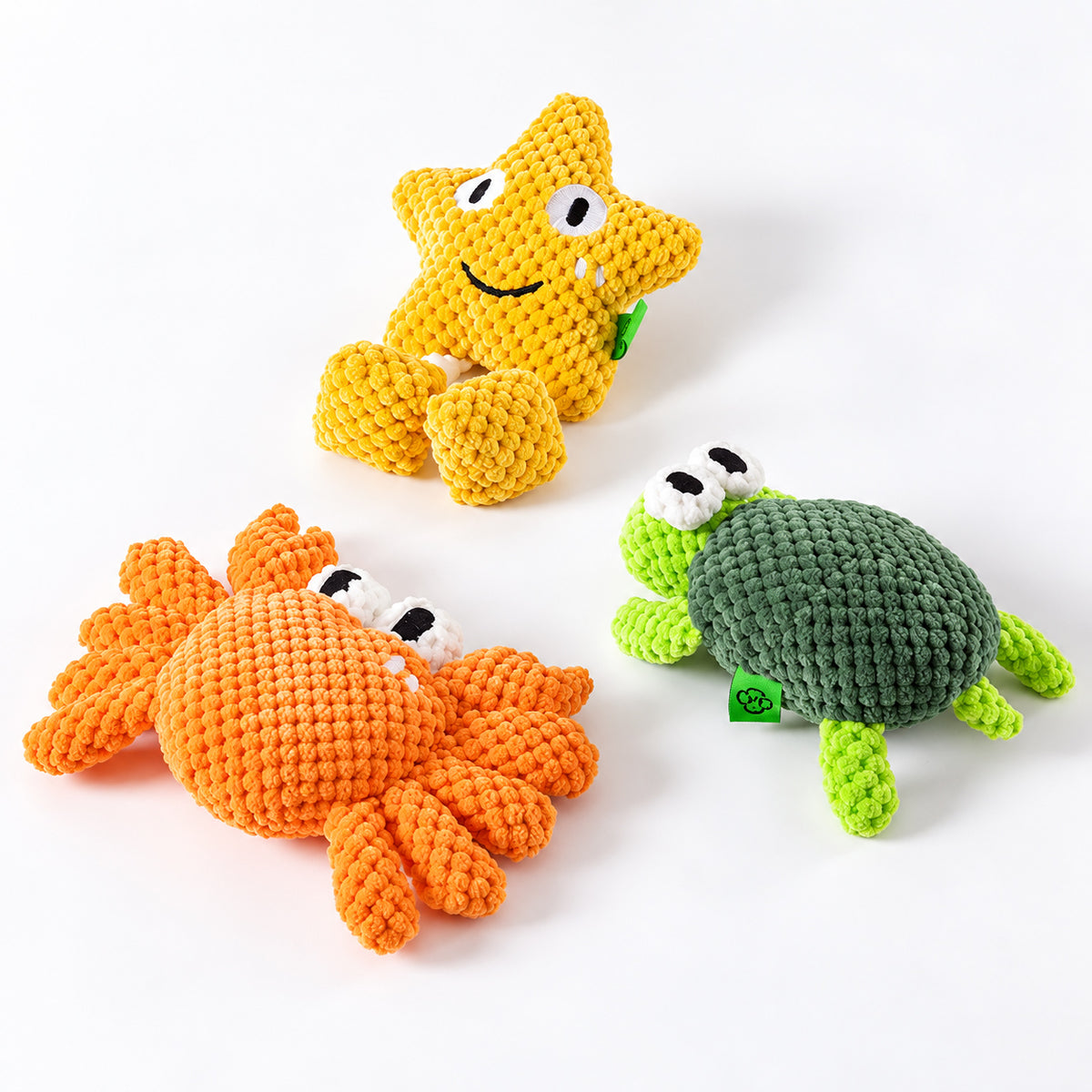 Squeaky Ocean Animal Dog Toy set with crab, turtle and starfish
