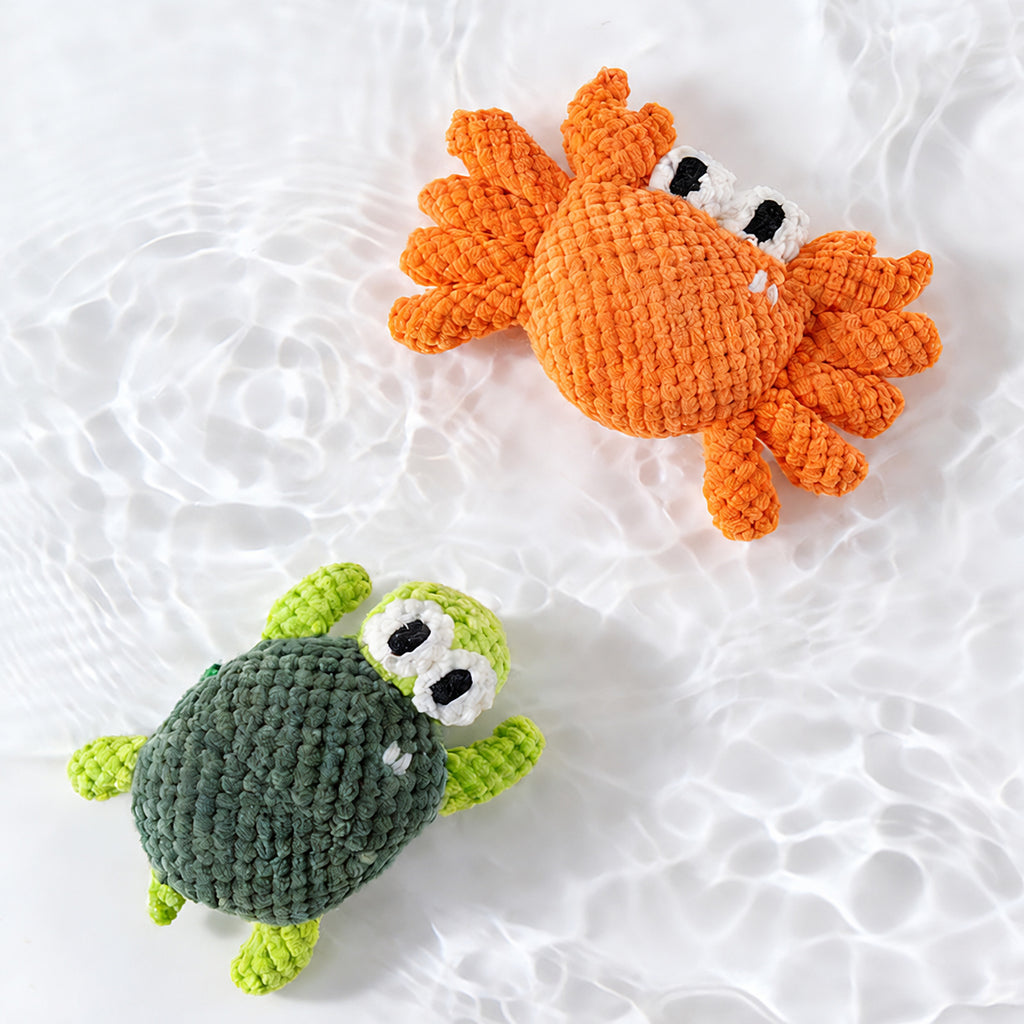 Squeaky Ocean Animal Dog Toy in crab and turtle styles